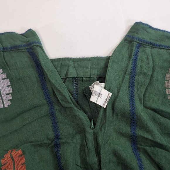 Zara Green Embroidered Leaves Skirt Linen Blend Womens L Large Long Maxi - Picture 8 of 15